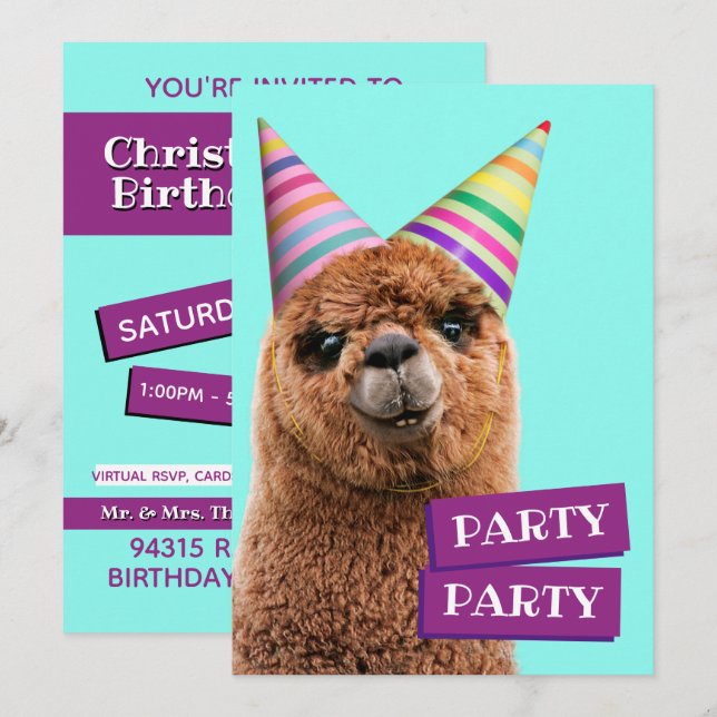 Invitation Casquettes du parti Alpaca (Devant / Derrière)