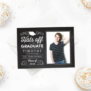 Invitation Casquettes Hors Chalkboard Graduation
