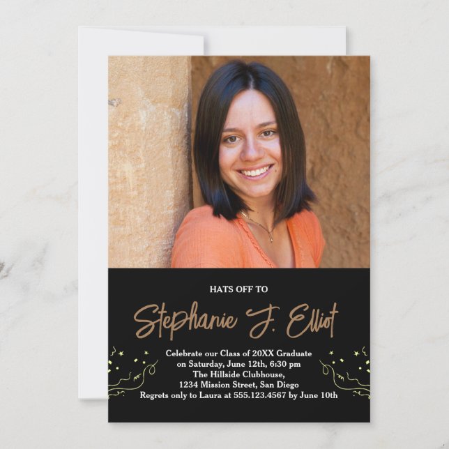 Invitation Casquettes Hors minimaliste Votre fête de graduati (Devant)