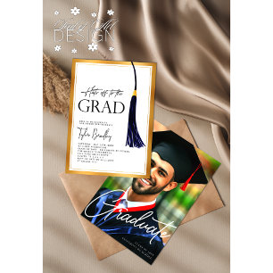 Invitation Casquettes Partis À Bleu Grad Gold Tassel Graduati