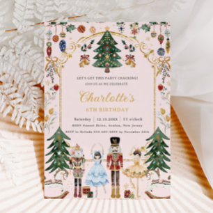 Invitation Casse-Noisette Anniversaire de Noël Vintage