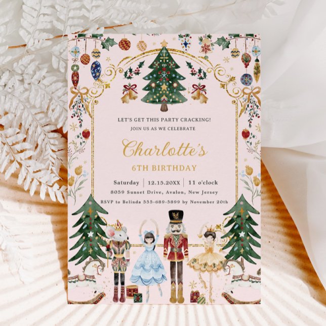 Invitation Casse-Noisette Anniversaire de Noël Vintage  (Créateur téléchargé)