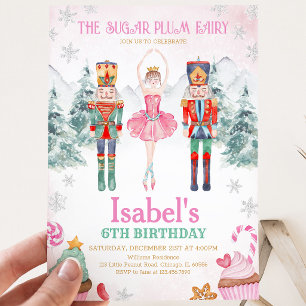 Invitation Casse-Noisette Fée Rose Anniversaire Hiver
