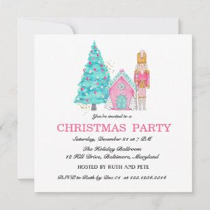 Invitation Casse-noisette rose Peppermenthe fête de Noël