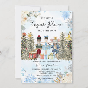 Invitation Casse-noix Baby shower de flocons de neige Blue Wi
