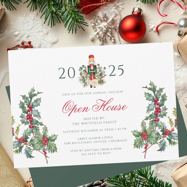 Invitation Casse-noix de Noël Open House Berries (Christmas Holiday Nutcracker Open House Berries Invitation)