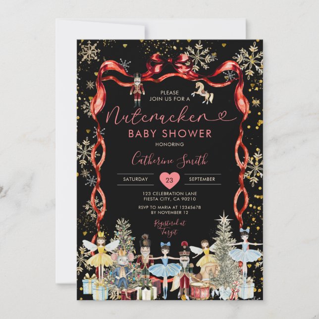 Invitation Casse-noix d'hiver Baby shower de ballet (Devant)