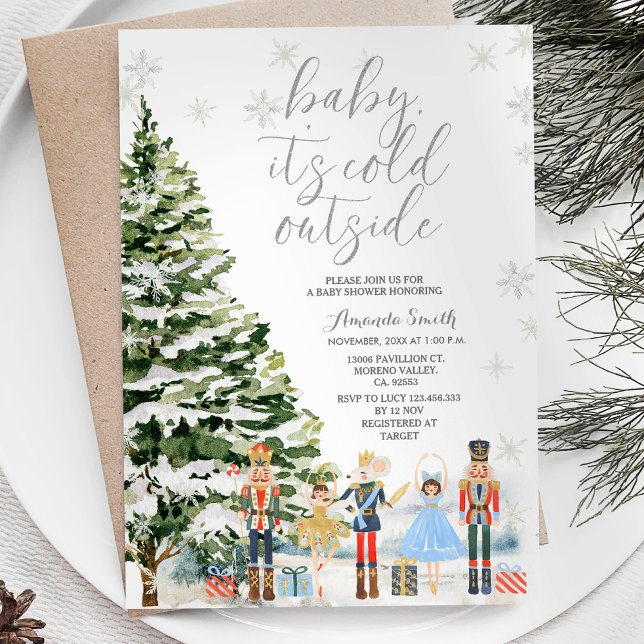 Invitation Casse-noix Flammes de neige d'hiver Baby shower de (Créateur téléchargé)