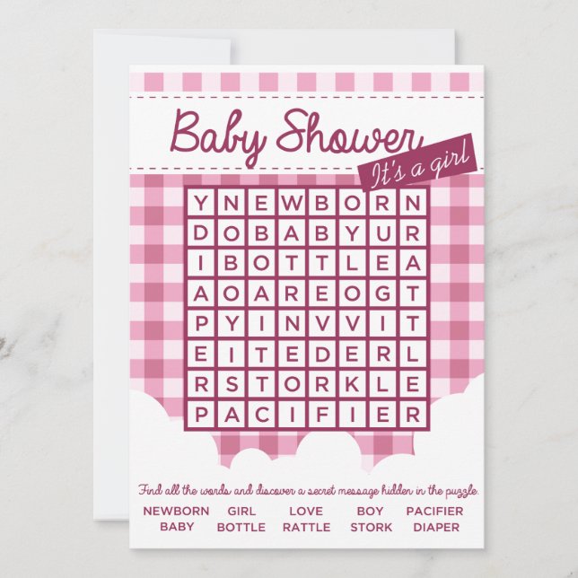 Invitation casse-tête baby shower fille (Devant)