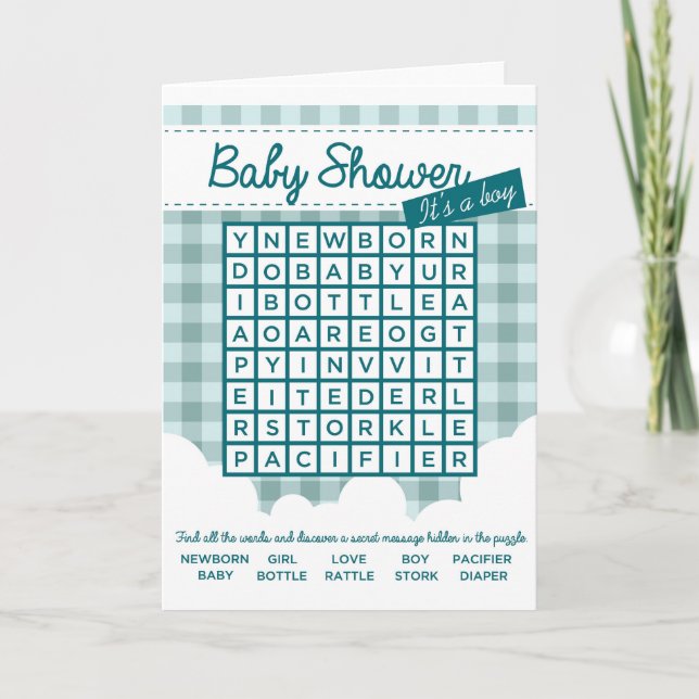 Invitation casse-tête baby shower garçon (Devant)