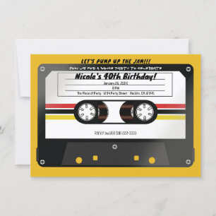 Invitation Cassette Audio Rétro Jaune Soirée D'anniversaire 9