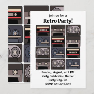 Invitation Cassette Retro Music Party