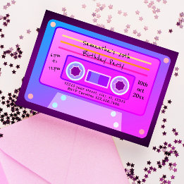 Invitation Cassette violette des années 90 de l'an 2000 fête