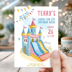 Invitation Castle Slide Fun Anniversaire