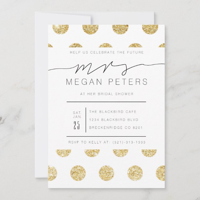Invitation Casual Script | Fête des mariées de points de polk (Devant)