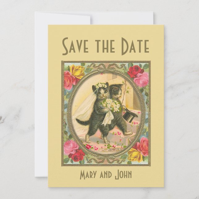 Invitation Cat Bride and Groom Wedding  save the date (Devant)