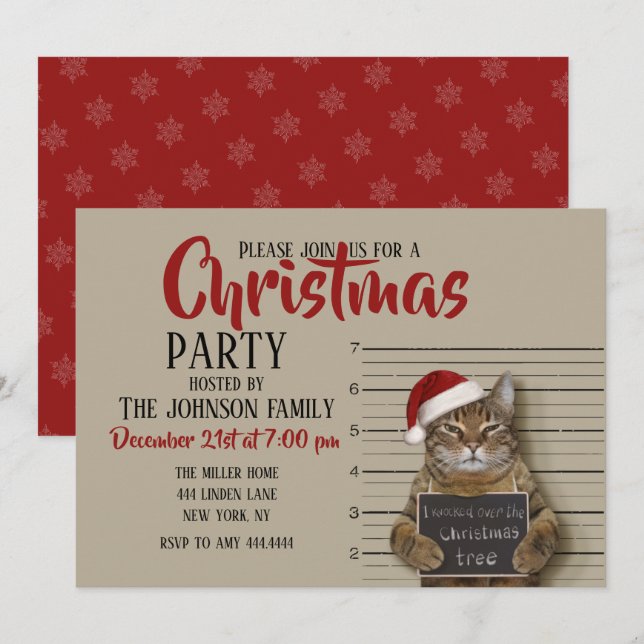 Invitation Cat Christmas (Devant / Derrière)
