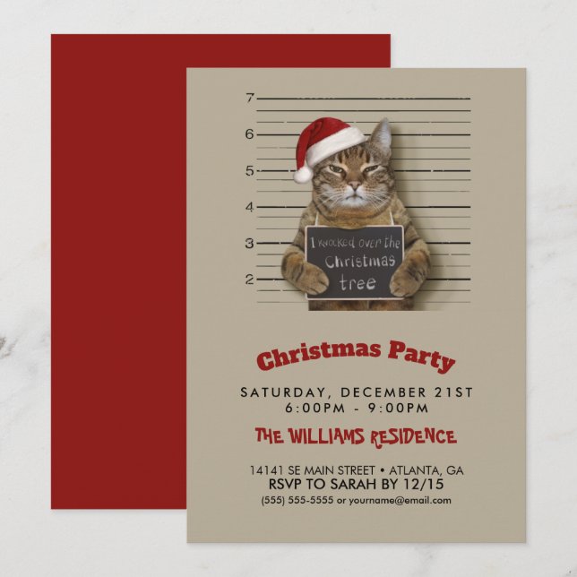 Invitation Cat Christmas (Devant / Derrière)
