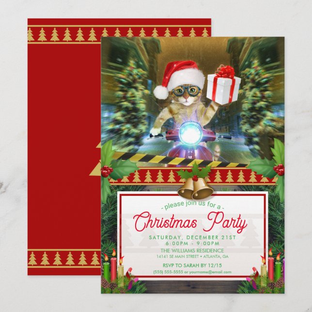 Invitation Cat dans le Santa Claus a empoisonné les délicieux (Devant / Derrière)