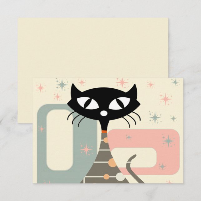 Invitation Cat du milieu du siècle moderne (Devant / Derrière)