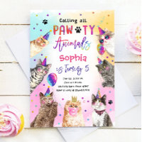 Cat Kitten Party Pawty Animaux Fille Anniversaire