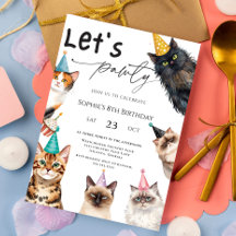 Cat Let's Pawty Kitten Cute kitty 8e anniversaire