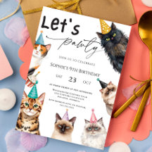 Cat Let's Pawty Kitten Cute kitty 9th Birthday