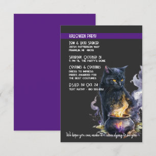Invitation Cat noir Cauldron Halloween Costume Party