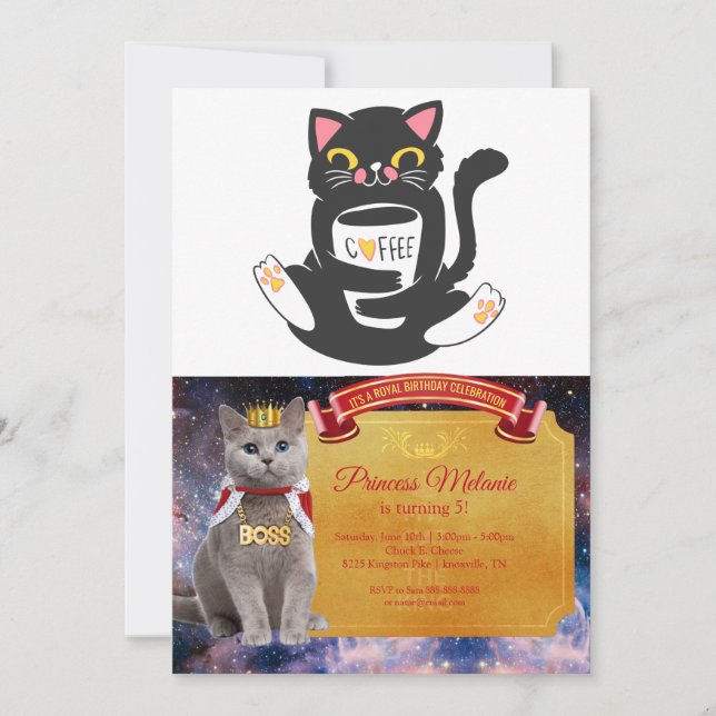 Invitation Cat serrant une tasse de café - Choisir un colo ar (Devant)