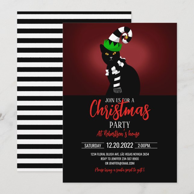 Invitation Cat wearing a Funny a (Devant / Derrière)