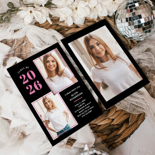 Invitation Catégorie 2025   Photo Pink and Black Grad Party