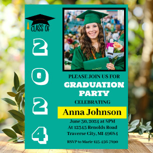Invitation Catégorie d'année Green Graduation Party Invitatio