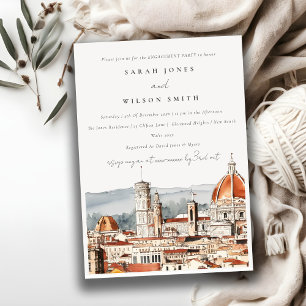 Invitation Cathédrale de Florence Italie Fiançailles aquarell