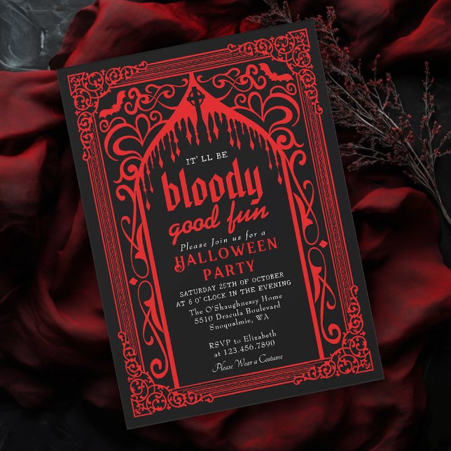 Invitation Cathédrale gothique rouge de Vampire Halloween (Créateur téléchargé)