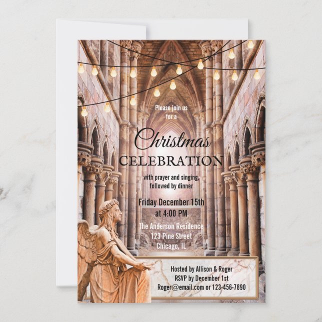 Invitation Cathédrale religieuse Fête de Noël Angélique (Devant)