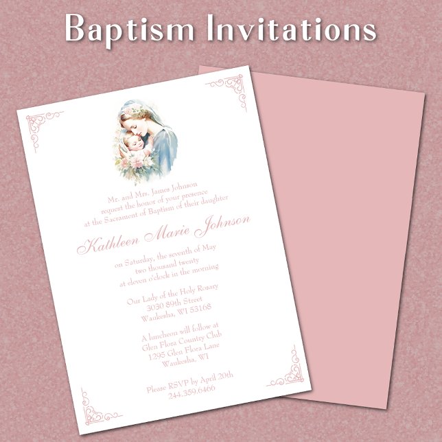 Invitation Catholic Baptism Christening Holy Family (Créateur téléchargé)
