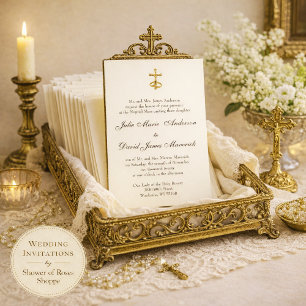 Invitation Catholic Classic Elegant Religious Wedding Invitat