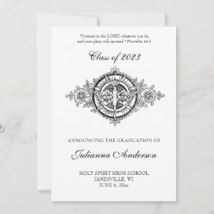 Invitation Catholic Classique Élégant Esprit Saint Diplômé