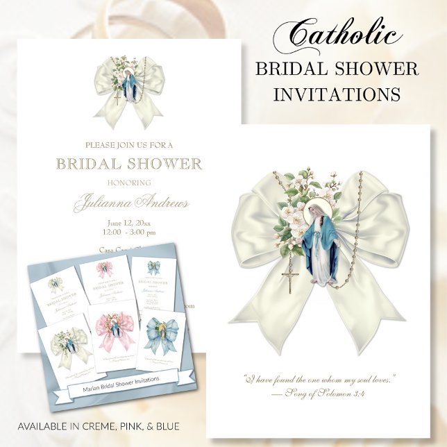Invitation Catholic Fête de Fiançailles Sainte Marie Rosaire  (Créateur téléchargé)
