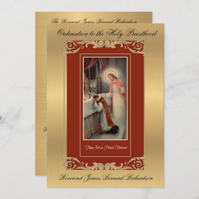 Invitation Catholic Ordination to Holy Priesthood (Front/Back)