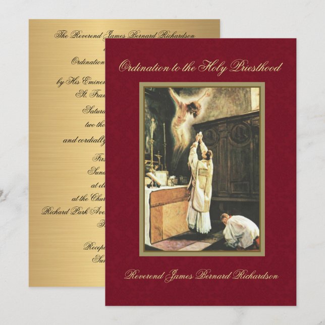 Invitation Catholic Ordination to Holy Priesthood (Front/Back)