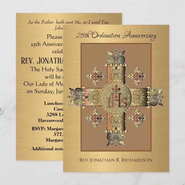Invitation Catholic Priest Ordination Anniversary (Front/Back)