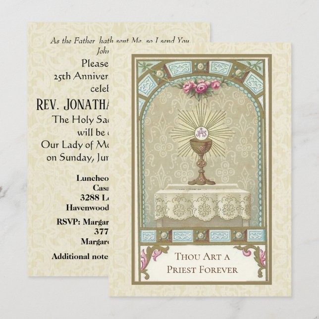 Invitation Catholic Priest Ordination Anniversary (Front/Back)
