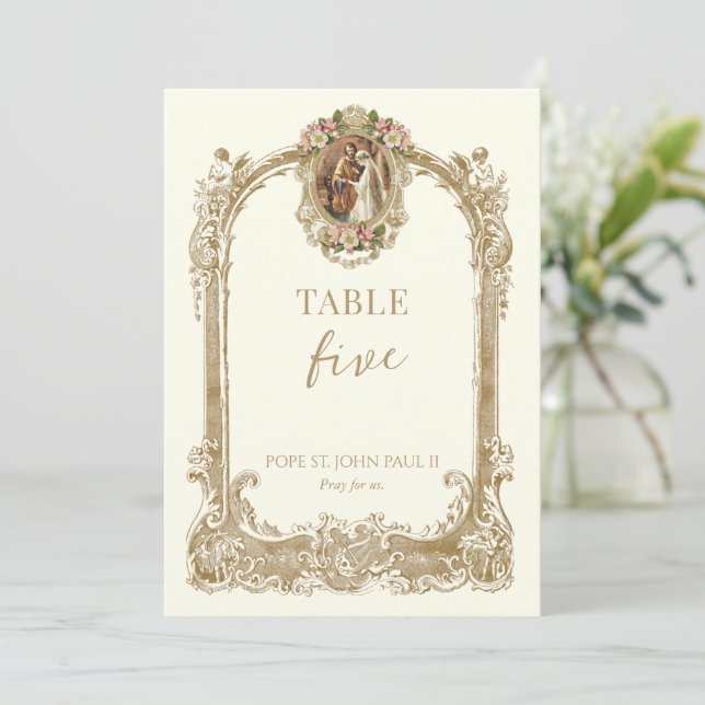 Invitation Catholic Saint Wedding Table Number  (Debout devant)