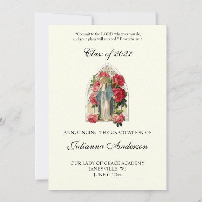 Invitation Catholique Classique Élégant Diplôme Religieux Dan (Devant)