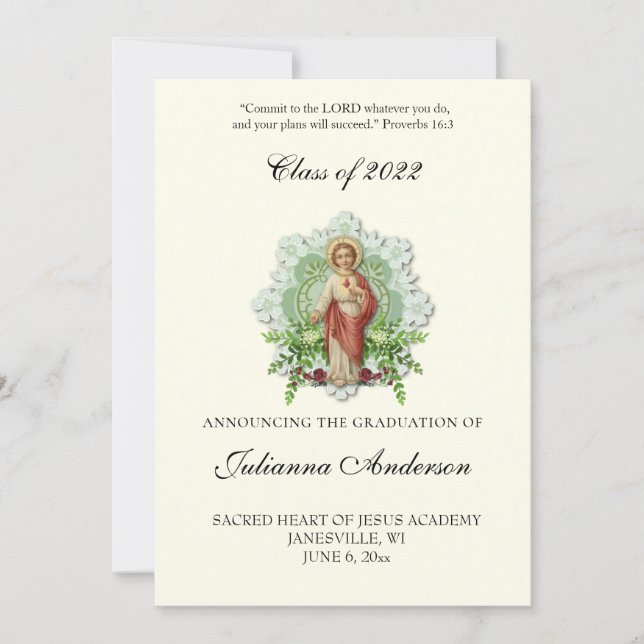 Invitation Catholique Jésus Élégant diplôme religieux (Devant)