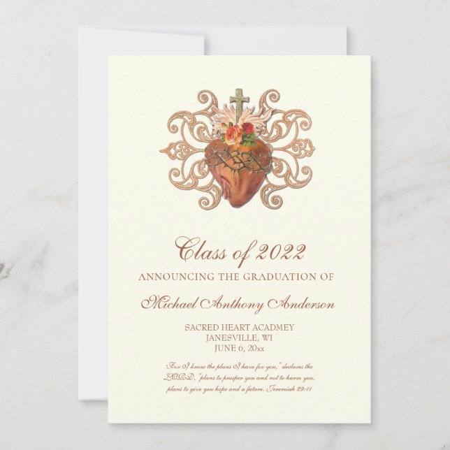 Invitation Catholique Jésus Élégant Invit de Graduation Relig (Devant)