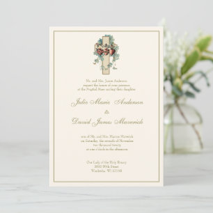 Invitation Catholique Jésus Marie Joseph Mariage Floral