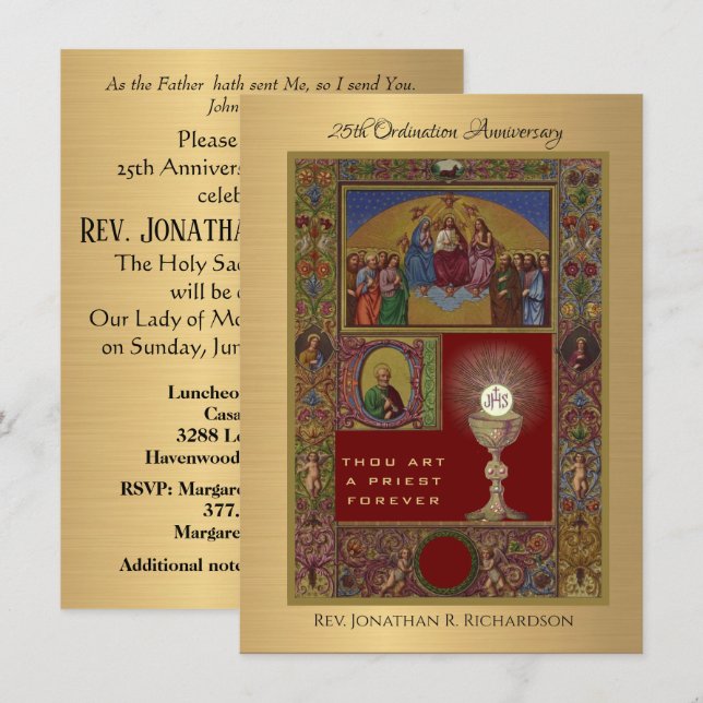 Invitation Catholique Ordination Anniversaire (Devant / Derrière)