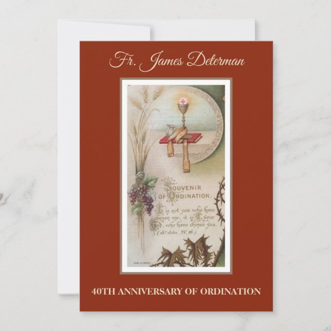 Invitation Catholique Ordination Anniversaire (Devant)